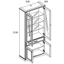 Шкаф с витриной 2V2D1S TOSCANA NEW Персидский жемчуг + Дуб каньон внутреннее устройство