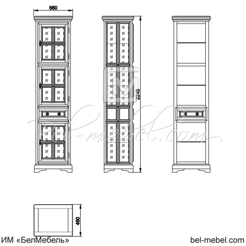 Шкаф с витриной "Сальвина" СКМ-003-32