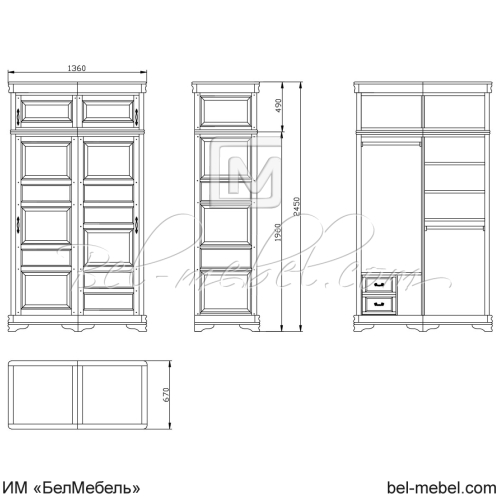 Шкаф для одежды "Маэстро" эскиз 171