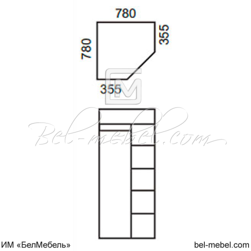 Шкаф угловой с полками OLIVIA 77х77