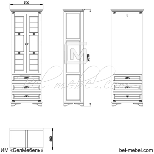 Шкаф для одежды "Марина" со штангой СКМ-001-44