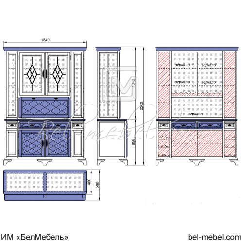 Шкаф с витриной "Софи" СКМ-004-61