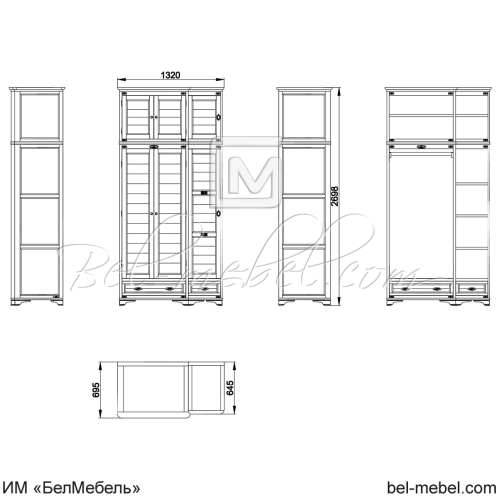 Шкаф для одежды "Марина" эскиз 61