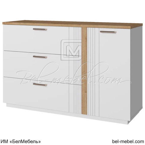 Тумба MATEO (Матео) 1D3S Белый + Дуб Наварра