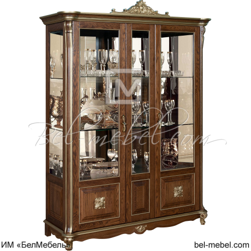 Шкаф-витрина 3д Алези Люкс П1.349.0.05 Античная бронза с золочением