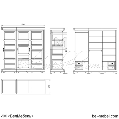 Шкаф для одежды "Маэстро" эскиз 173