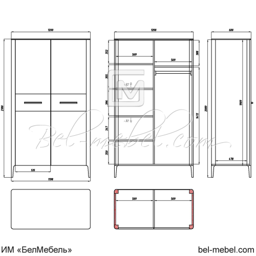 Шкаф для одежды 2 "Порто"