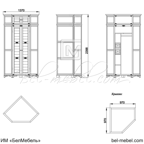 Шкаф для одежды угловой "Марина" СКМ-001-16А