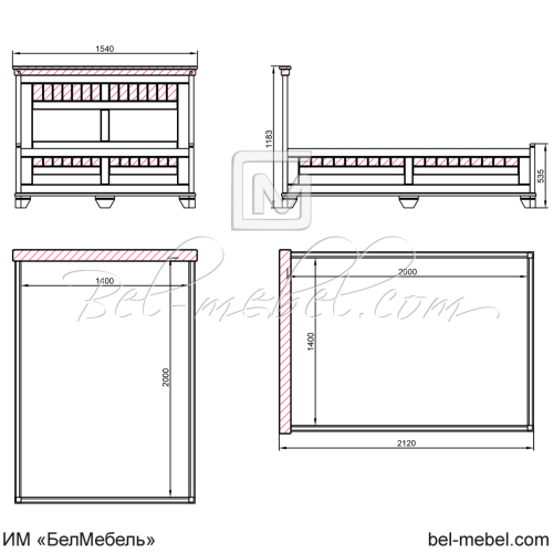 Кровать "Винтаж" СКМ-006-24/1400