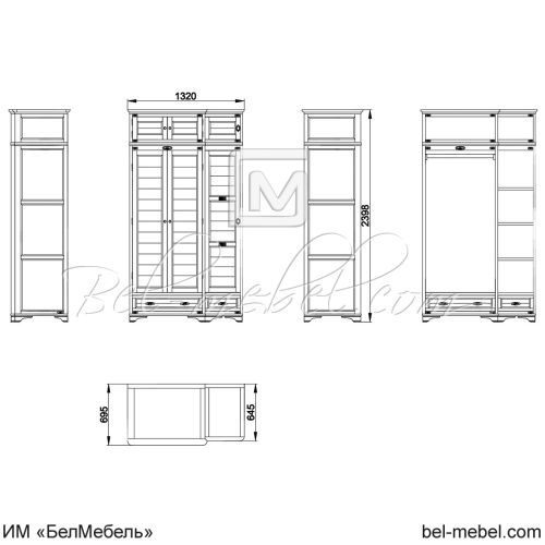 Шкаф для одежды "Марина" эскиз 60