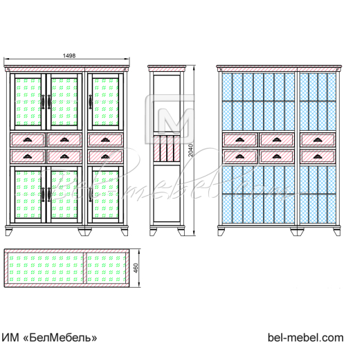 Шкаф с витриной "Винтаж" СКМ-006-59-01