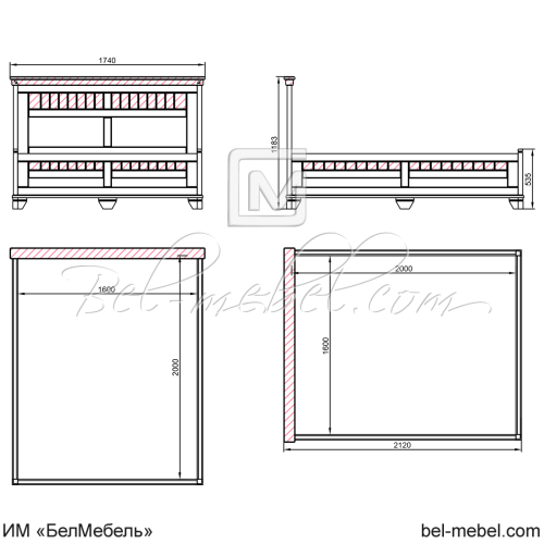 Кровать "Винтаж" СКМ-006-24/1600