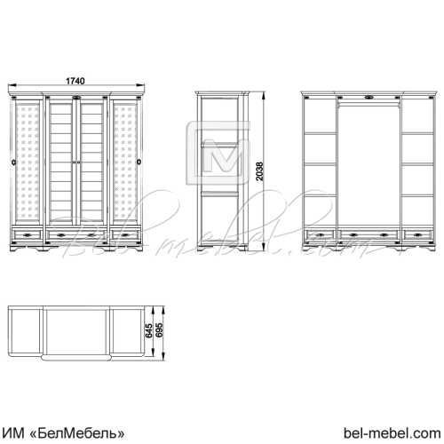 Шкаф для одежды "Марина" эскиз 50