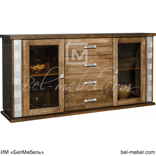 Тумба комбинированная Тунис П 343.03Ш Венге с серебрением Тумба комбинированная Тунис П 343.03Ш Венге с серебрением