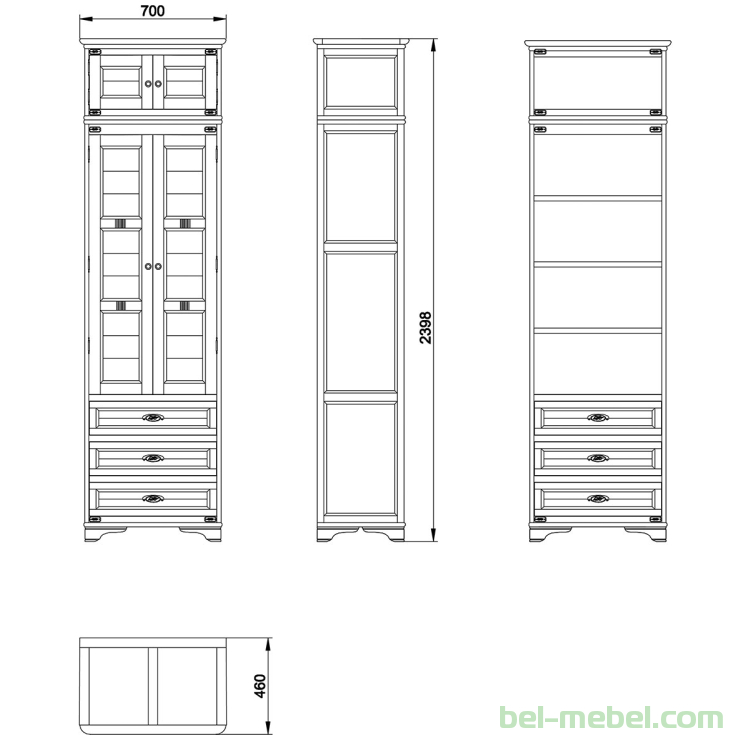 Шкаф для белья "Марина" с антресолью СКМ-001-44-01А