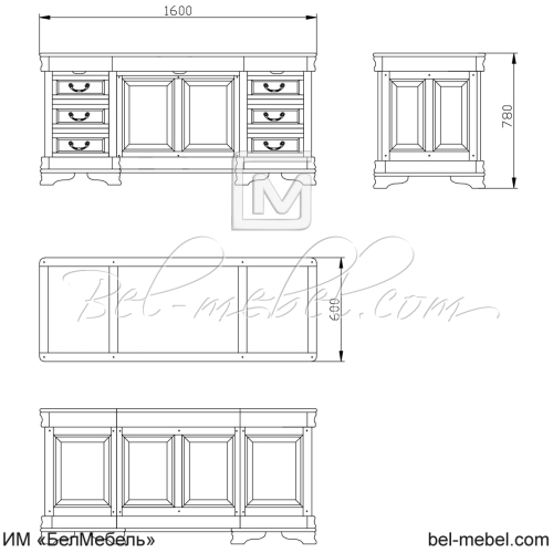 Стол письменный "Маэстро" эскиз 131