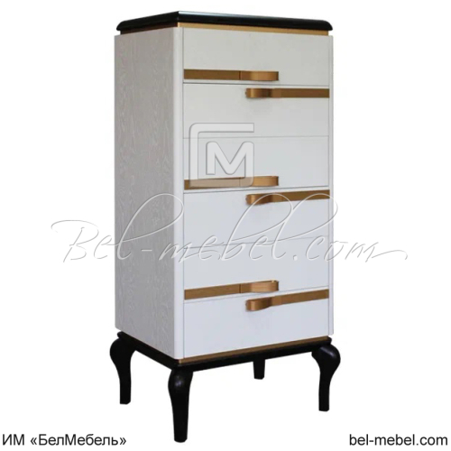 Тумба Милана ММ-338-07 (комод) Альба + черная эмаль с золотом