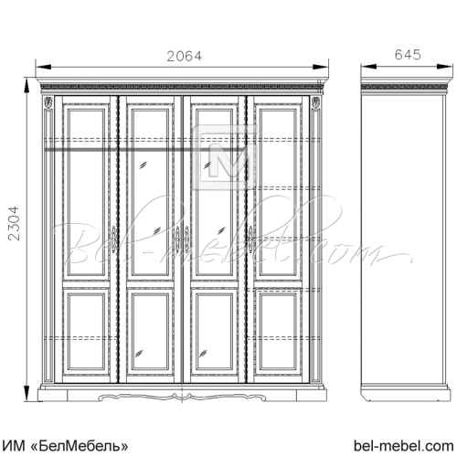 Шкаф для одежды 4Д "Милана Классик" П4.0265.1.02