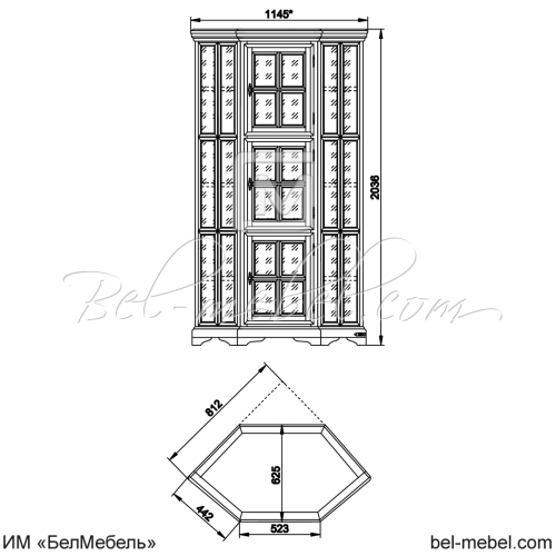 Шкаф с витриной угловой "Сальвина" СКМ-003-53