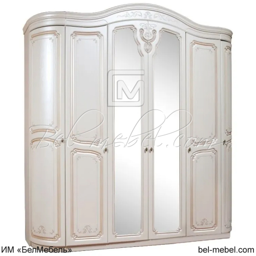 Шкаф для одежды 6-дв "Валерия" (Жемчуг)