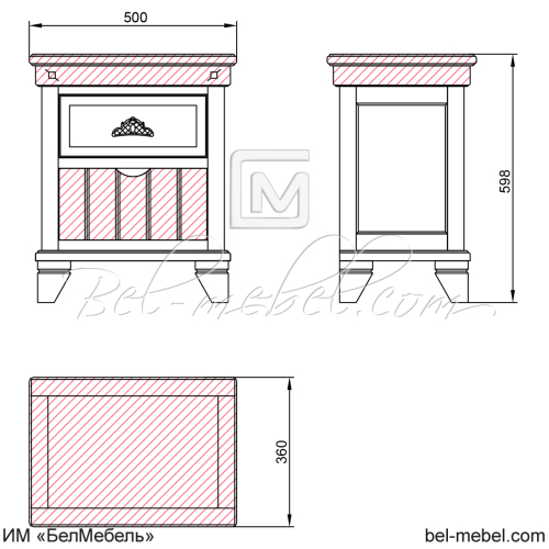 Тумба прикроватная "Винтаж" СКМ-006-02