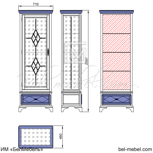 Шкаф с витриной "Софи" СКМ-004-56-01