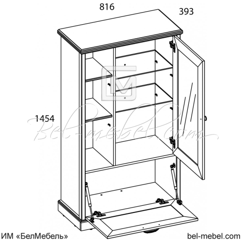 TOSCANA NEW, Шкаф с витриной 1V1D3N
