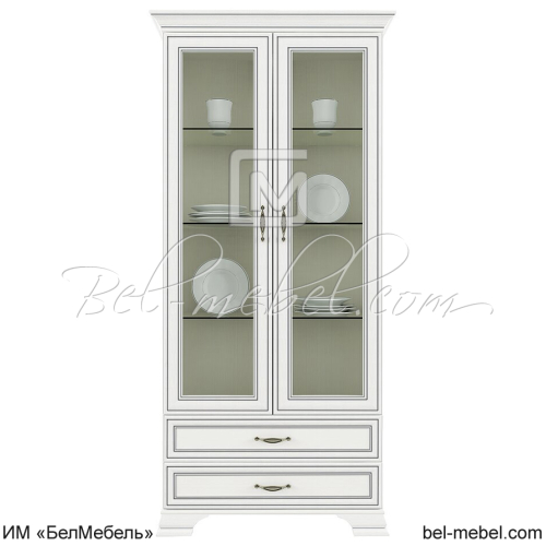 Шкаф с витриной Tiffany 2V2S Вудлайн кремовый