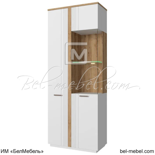 Шкаф с витриной MATEO (Матео) 1V1D L Белый + Дуб Наварра