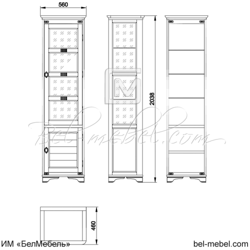 Шкаф-витрина "Марина" эскиз 67