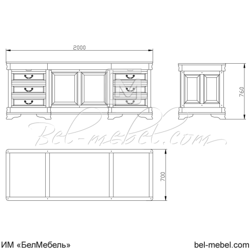 Стол письменный "Маэстро" эскиз 116