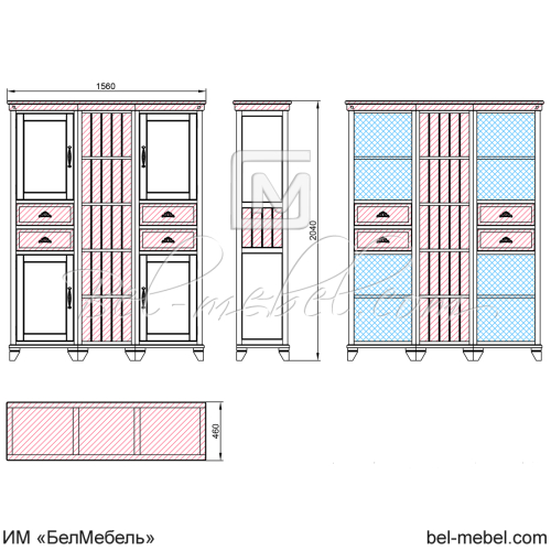 Шкаф для книг "Винтаж" СКМ-006-54