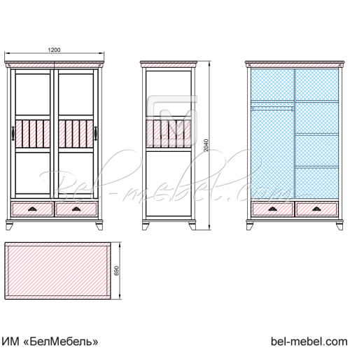 Шкаф для одежды "Винтаж" СКМ-006-30