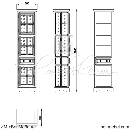 Шкаф с витриной "Сальвина" СКМ-003-32-01
