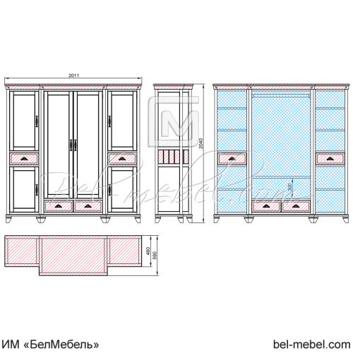 Шкаф для одежды "Винтаж" СКМ-006-28