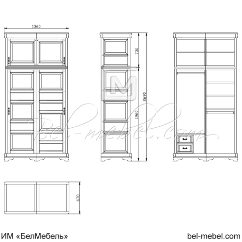Шкаф для одежды "Маэстро" эскиз 172