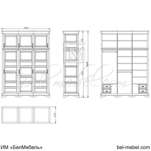 Шкаф для одежды "Маэстро" эскиз 175