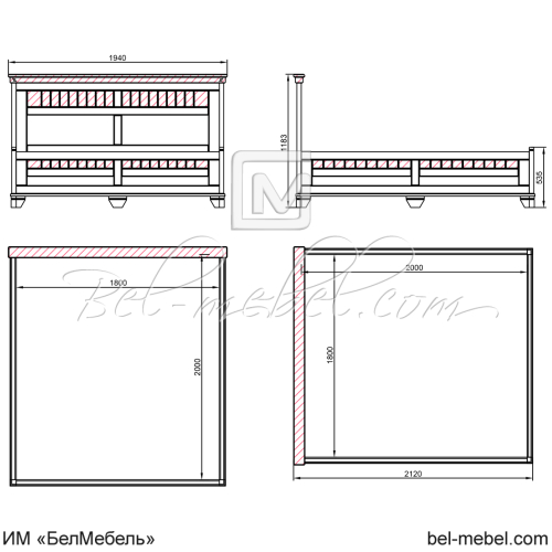 Кровать "Винтаж" СКМ-006-24/1800