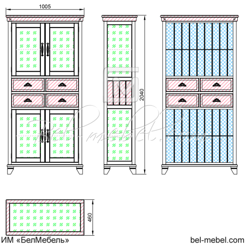 Шкаф с витриной "Винтаж" СКМ-006-58