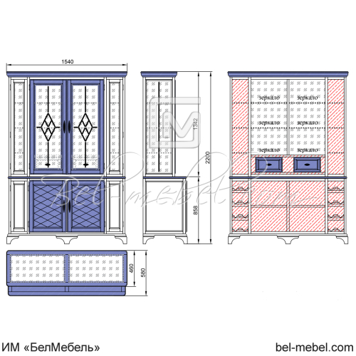 Шкаф с витриной "Софи" СКМ-004-60