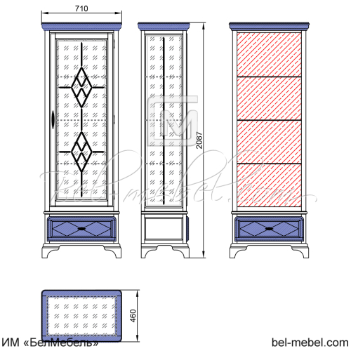 Шкаф с витриной "Софи" СКМ-004-56