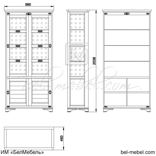 Шкаф-витрина "Марина" эскиз 64