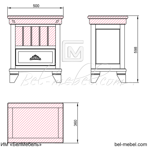 Тумба прикроватная "Винтаж" СКМ-006-01