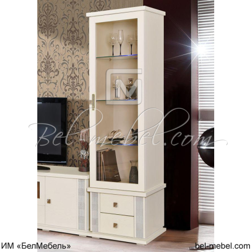Шкаф с витриной "Тунис 1" П 343.01Ш Шкаф с витриной "Тунис 1" П 343.01Ш