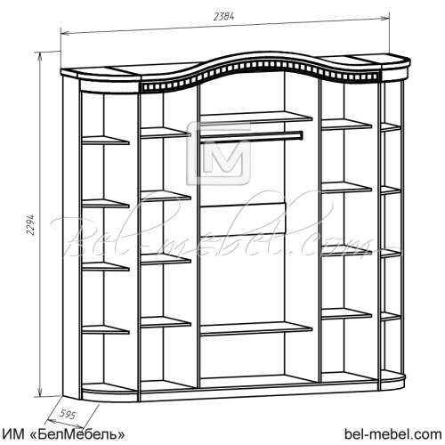 Шкаф для одежды 6-дв Валерия Форест Деко внутреннее устройство