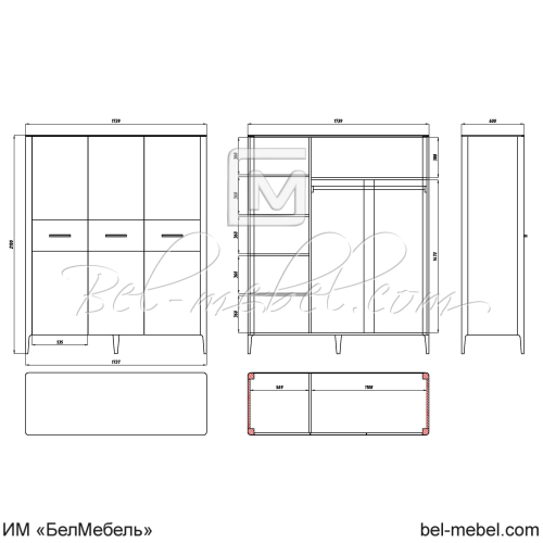 Шкаф для одежды 3 "Порто"