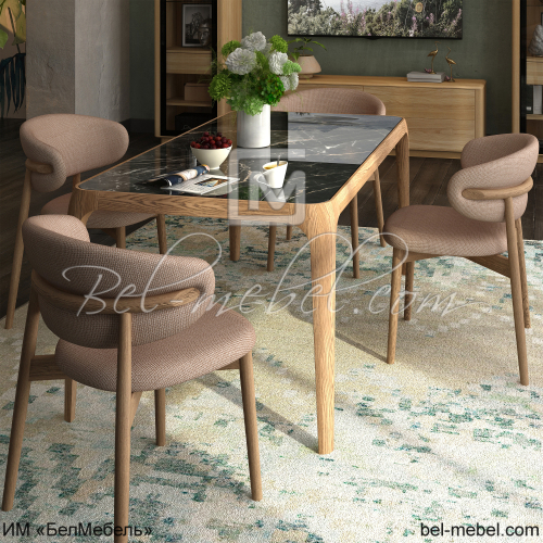 Стол обеденный с декор. стеклом Порто