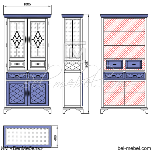Шкаф с витриной "Софи" СКМ-004-57