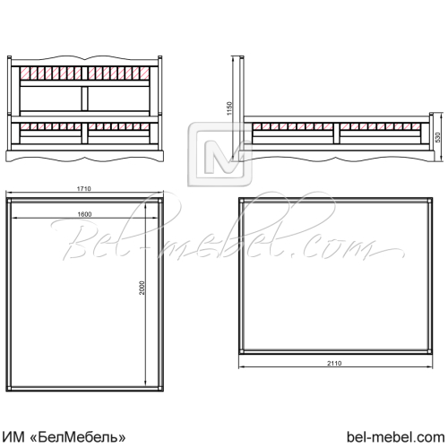 Кровать "Винтаж" СКМ-006-22/1600