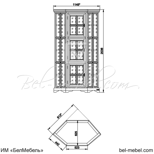 Шкаф с витриной угловой "Сальвина" СКМ-003-53-01